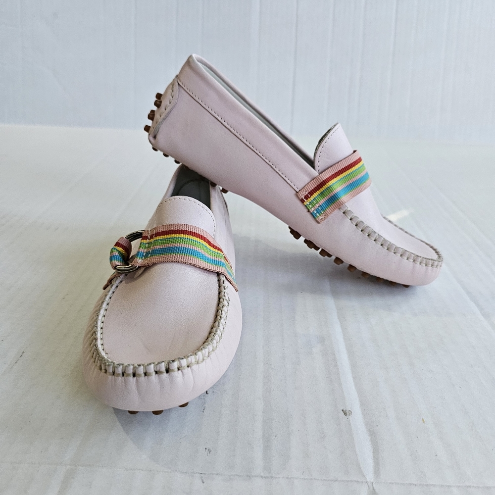 Primigi pink loafers size EU 36 US 4.5 leather stripe strap cushioned